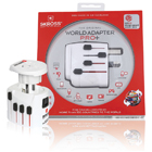 World travel adapter with ground plugs white