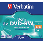DVD-RW 8cm Matt Silver 30 Min 1.4 GB 2x Jewel Case 5 stuks