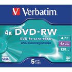 DVD-RW Matt Silver 4x 4.7 GB Jewel Case 5 stuks