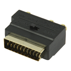 Schakelbare SCART AV adapter SCART mannelijk - 3x RCA vrouwelijk + S-Video vrouwelijk zwart
