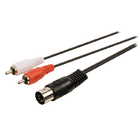DIN audio adapterkabel 5-pin DIN mannelijk - 2x RCA mannelijk 1,00 m zwart