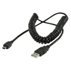 USB 2.0 USB A male - USB mini 5-pin male gedraaide kabel 2,00 m zwart