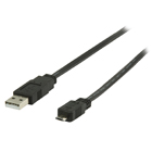 USB 2.0 USB A male - USB micro B male platte kabel 2,00 m zwart