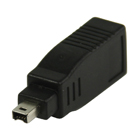 FireWire 4-pin mannelijk - 6-pin vrouwelijk adapter zwart