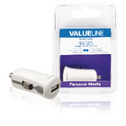 USB-autolader USB A female - 12V-autoaansluiting wit 2.1A