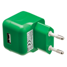USB-lader USB A female - AC-huisaansluiting groen