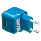USB-lader USB A female - AC-huisaansluiting blauw