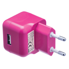 USB-lader USB A female - AC-huisaansluiting roze