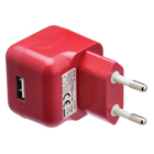 USB-lader USB A female - AC-huisaansluiting rood