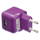 USB-lader USB A female - AC-huisaansluiting paars