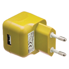 USB-lader USB A female - AC-huisaansluiting geel