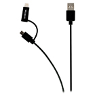 Sync- en oplaadkabel USB 2.0 A male - Micro B male met lightning-adapter 1,00 m zwart