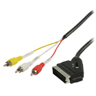 Schakelbare SCART - RCA kabel SCART mannelijk - 3x RCA mannelijk 2,00 m zwart