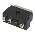 Schakelbare SCART AV-adapter SCART mannelijk - 3x RCA vrouwelijk + S-Video vrouwelijk zwart